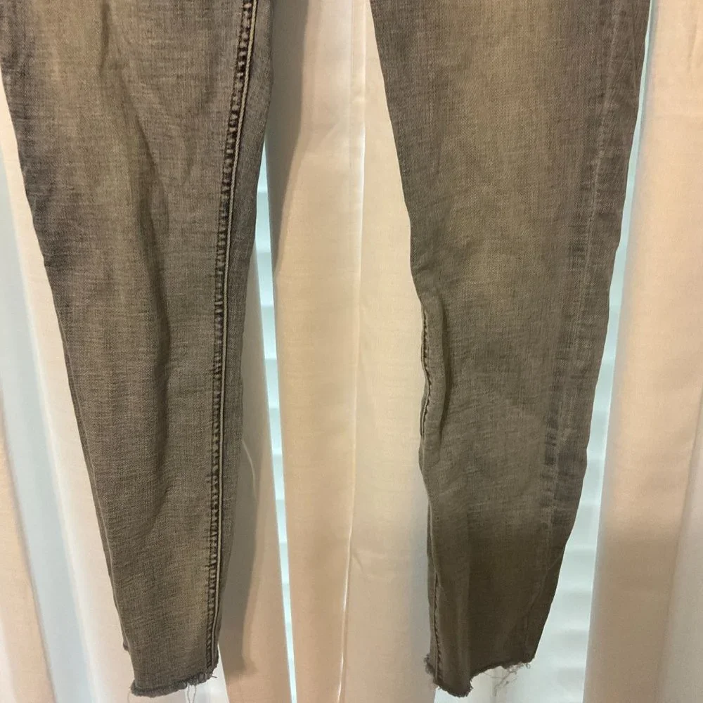 Pistola Jeans 26 Light Blue Wash Skinny Slim Leg Raw Hem Cropped